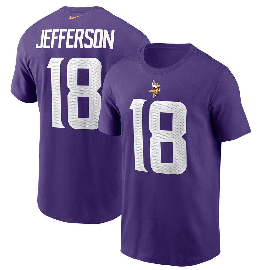 Men's Minnesota Vikings Justin Jefferson Nike Purple Player Name & Number T-Shirt - Jersey
