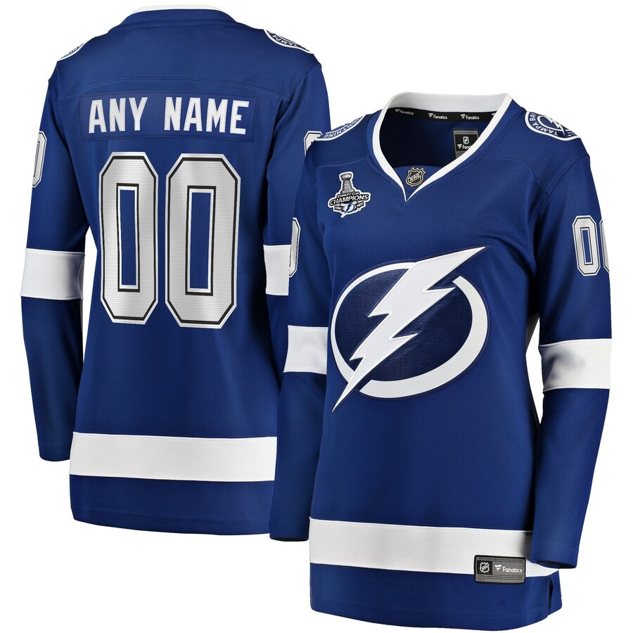 Women's Tampa Bay Lightning Fanatics Branded Blue 2021 Stanley Cup Champions Home Breakaway Custom Jersey - Jersey