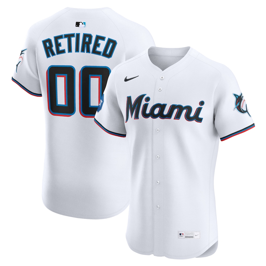 Men's Miami Marlins Nike White Home Elite Sponsor Patch Pick-A-Player Retired Roster Jersey - Jersey