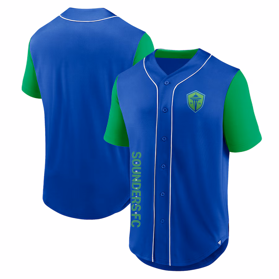 Men's Seattle Sounders FC Fanatics Blue Balance Fashion Baseball Jersey - Jersey