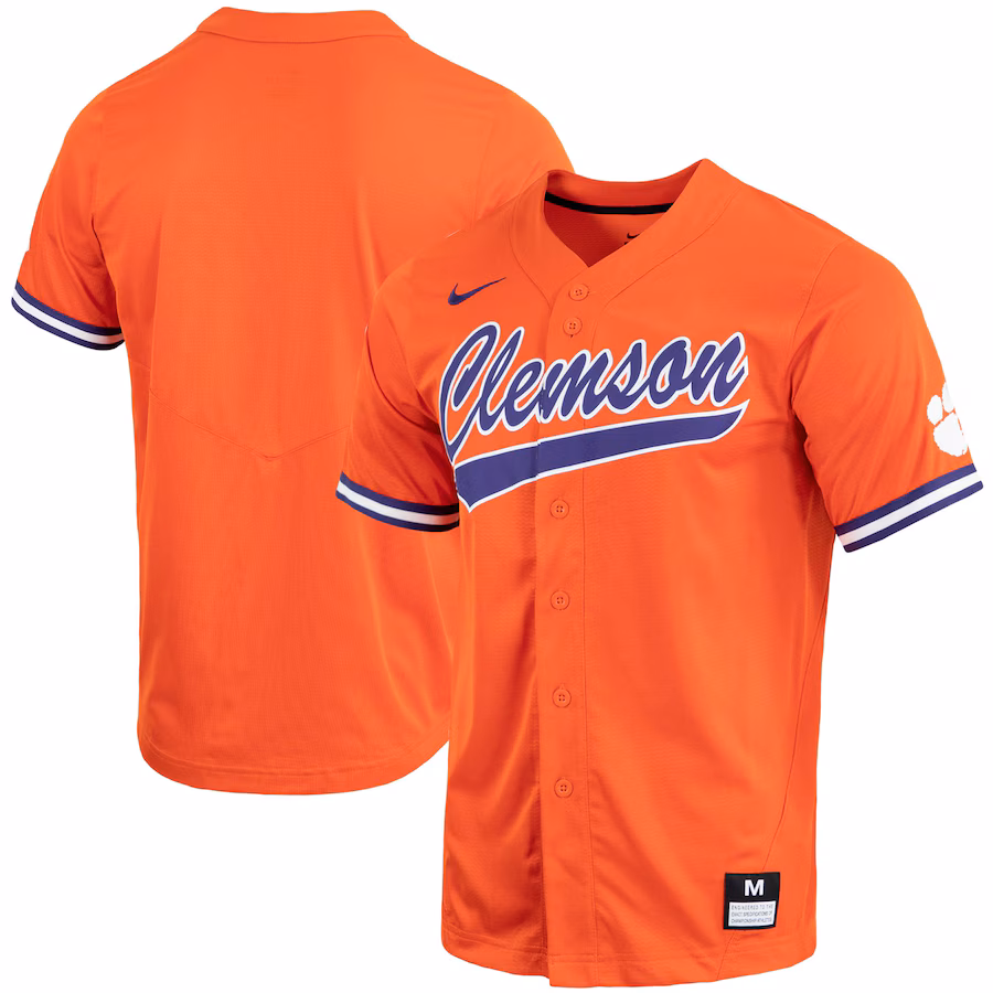 Men's Nike Orange Clemson Tigers Replica Full-Button Baseball Jersey - Jersey