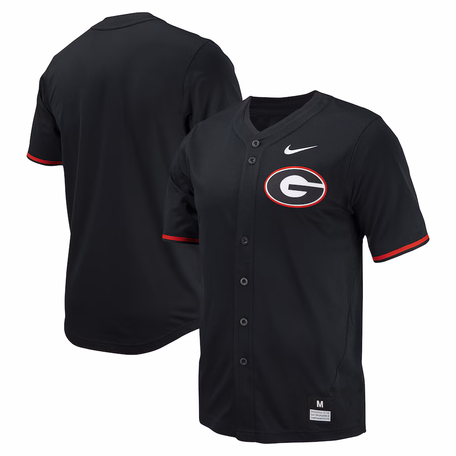 Men's Nike Black Georgia Bulldogs Replica Full-Button Baseball Jersey - Jersey