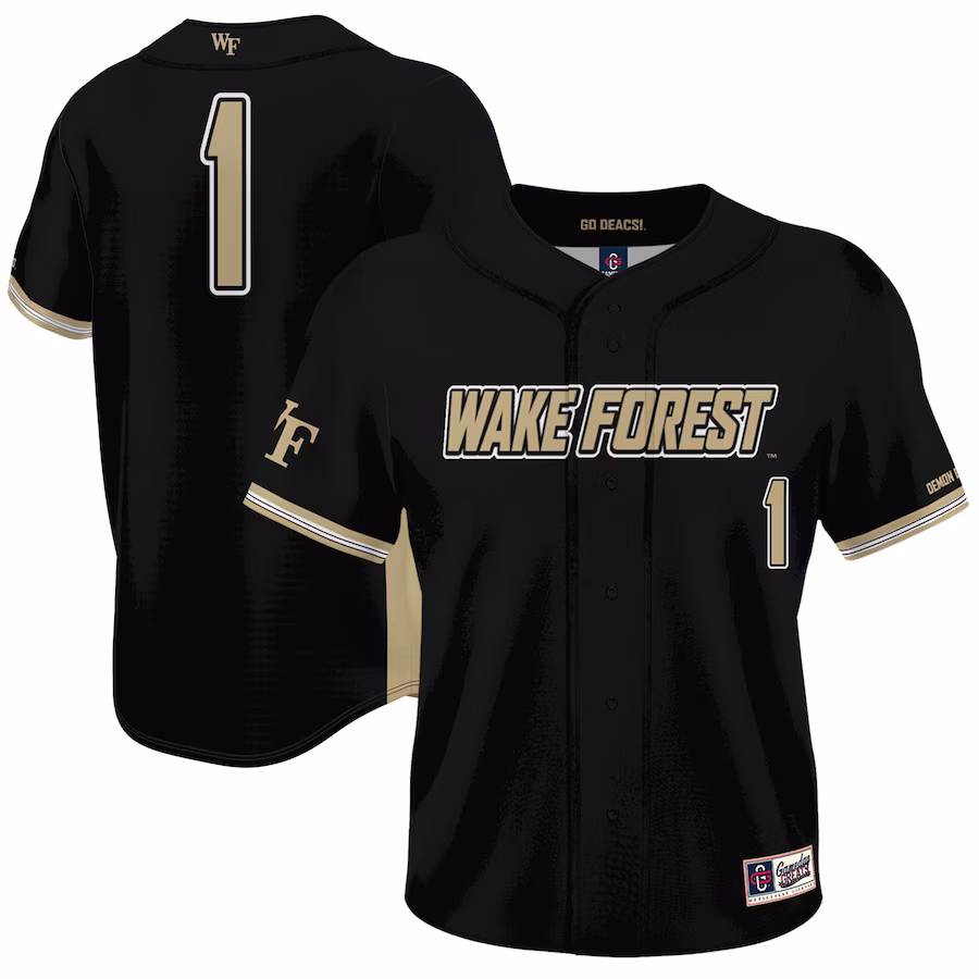#1 Wake Forest Demon Deacons GameDay Greats  Lightweight Baseball Jersey – Black - Jersey