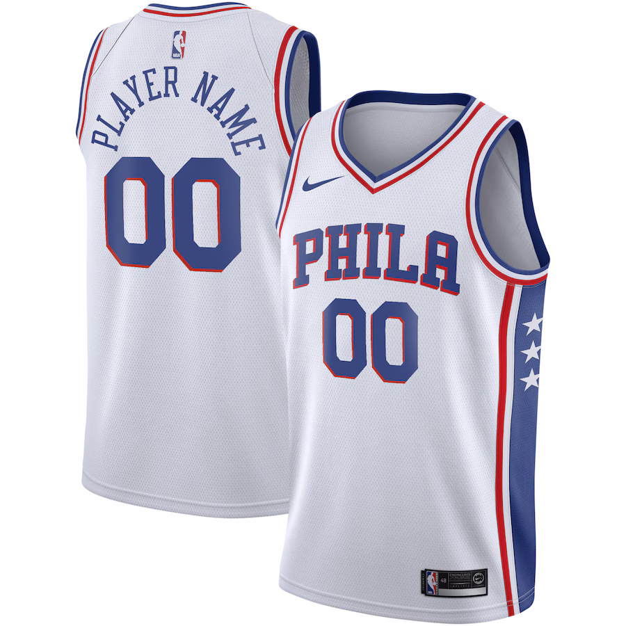 Men's Philadelphia 76ers Nike White 2020/21 Swingman Custom Jersey - Association Edition - Jersey