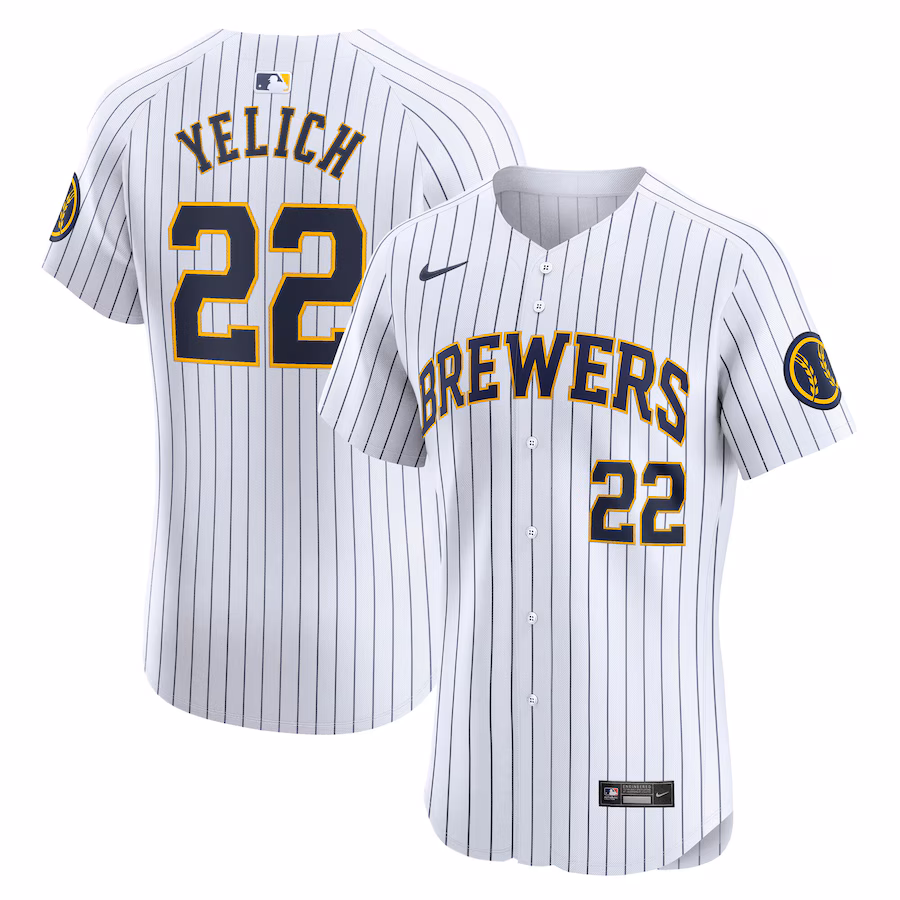 Men's Milwaukee Brewers Christian Yelich Nike White Alternate Alternate Elite Player Jersey - Jersey