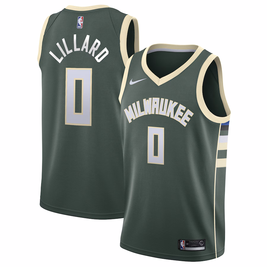 Unisex Milwaukee Bucks Damian Lillard Nike Hunter Green Swingman Player Jersey - Icon Edition - Jersey