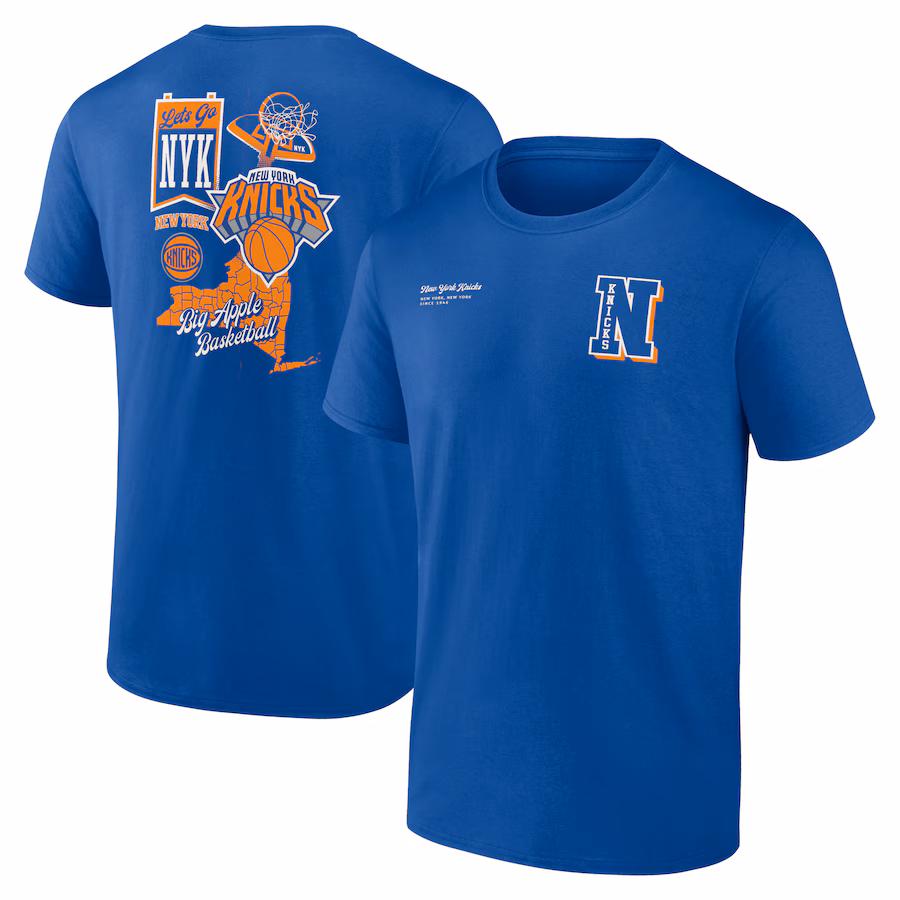 Men's New York Knicks Blue Split Zone T-Shirt - Jersey