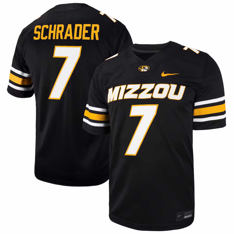Cody Schrader Missouri Tigers Nike NIL Football Player Jersey - Black - Jersey