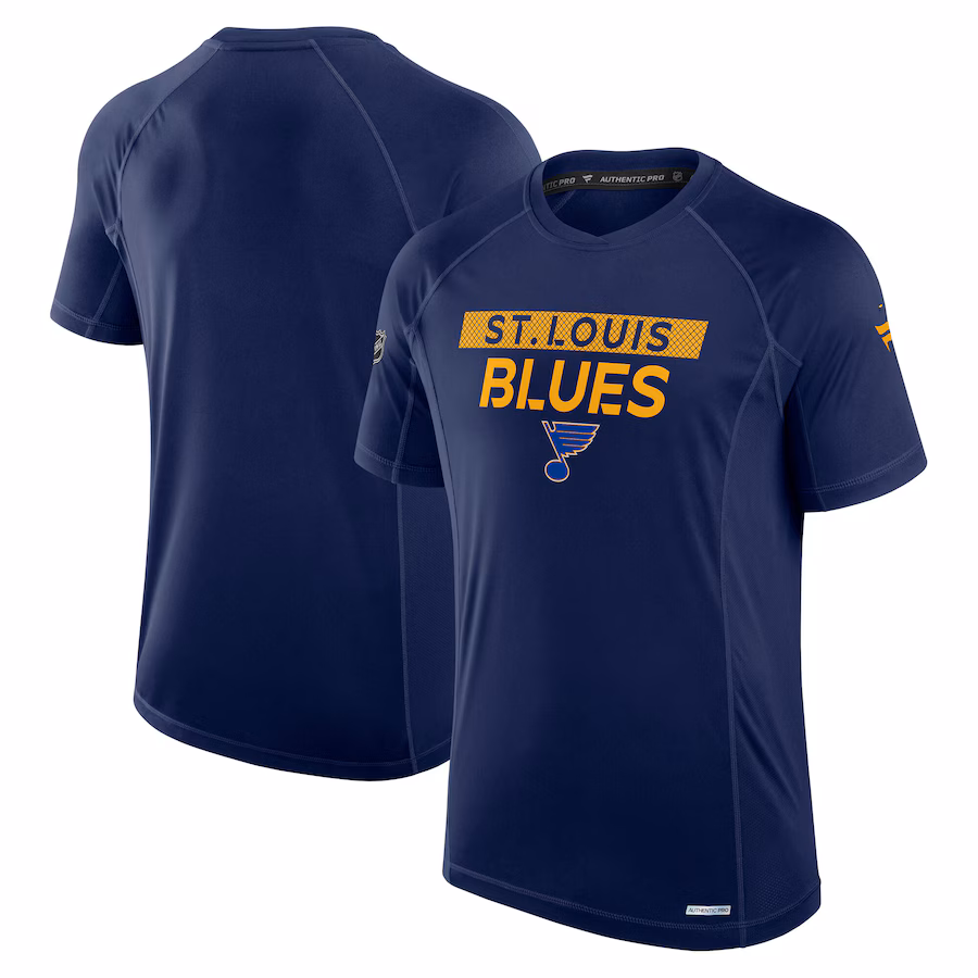 Men's St. Louis Blues Fanatics Navy Authentic Pro Rink Tech T-Shirt - Jersey