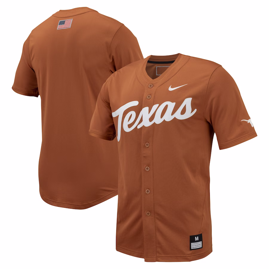 Texas Longhorns Nike Replica Full-Button Baseball Jersey - Texas Orange - Jersey