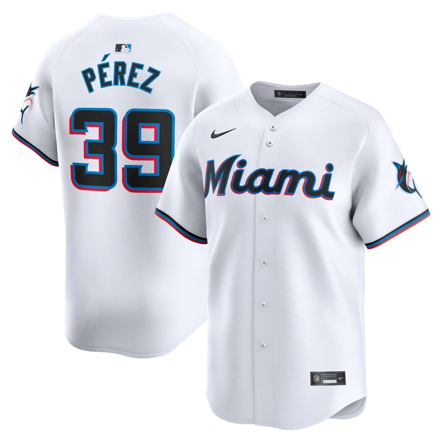 Men's Miami Marlins Eury Pérez Nike White Home Limited Player Jersey - Jersey