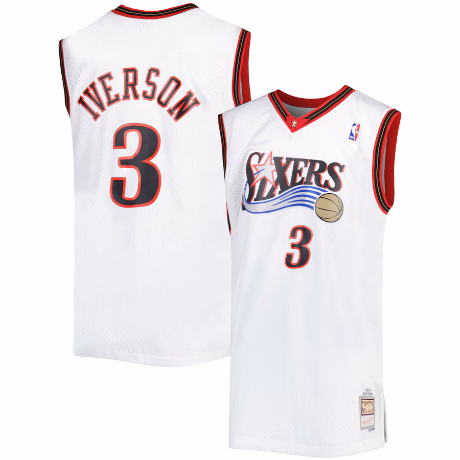 Men's Philadelphia 76ers Allen Iverson Mitchell & Ness White Big & Tall Hardwood Classics 1996/97 Swingman Jersey - Jersey