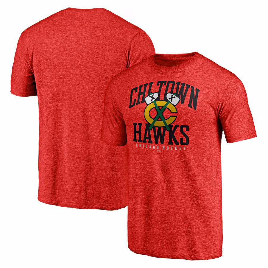 Men's Chicago Blackhawks Red Core Hometown Tri-Blend T-Shirt - Jersey