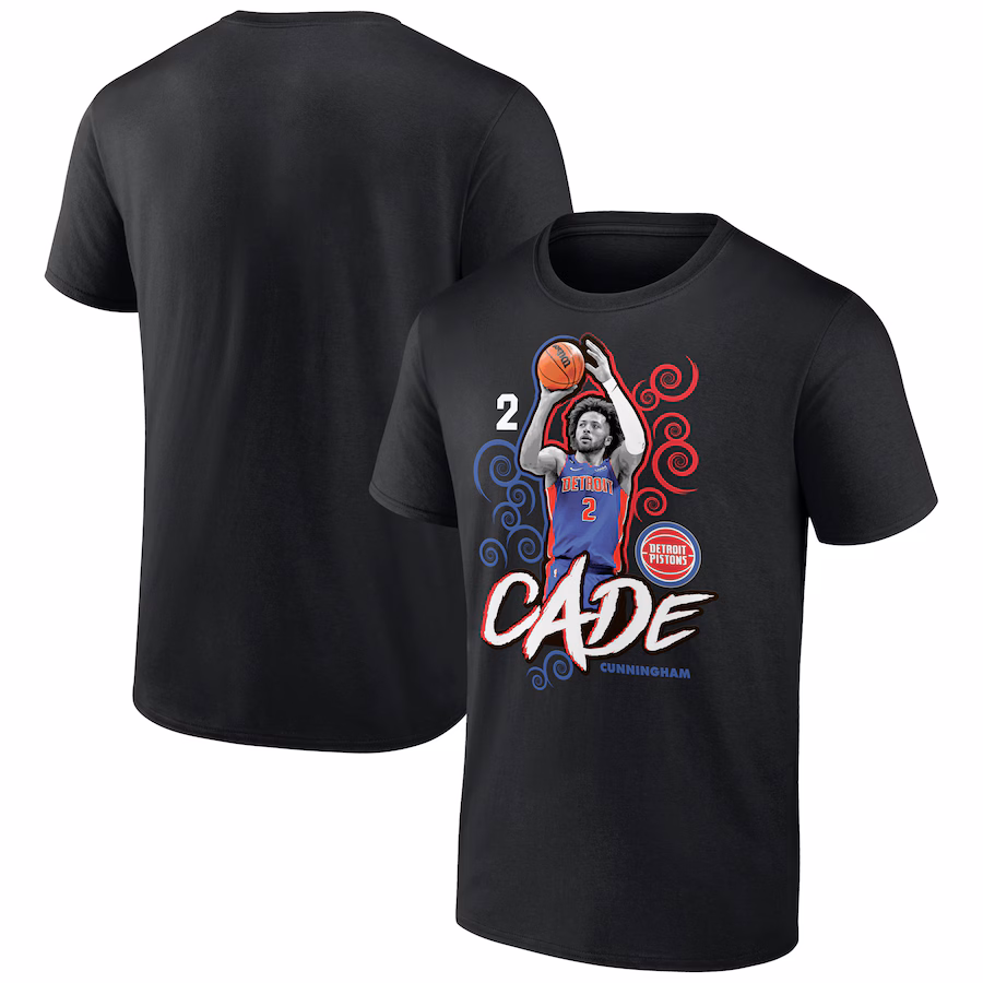 Men's Detroit Pistons Cade Cunningham Black Competitor T-Shirt - Jersey
