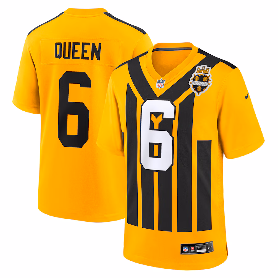 Men's Pittsburgh Steelers Patrick Queen Nike Gold Alternate 1933 Throwback Game Jersey - Jersey