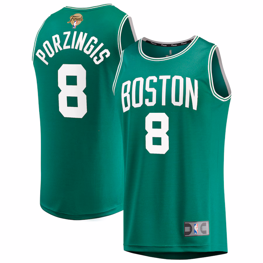 Youth Boston Celtics Kristaps Porzingis Fanatics Kelly Green 2024 NBA Finals Fast Break Replica Player Jersey - Icon Edition - Jersey