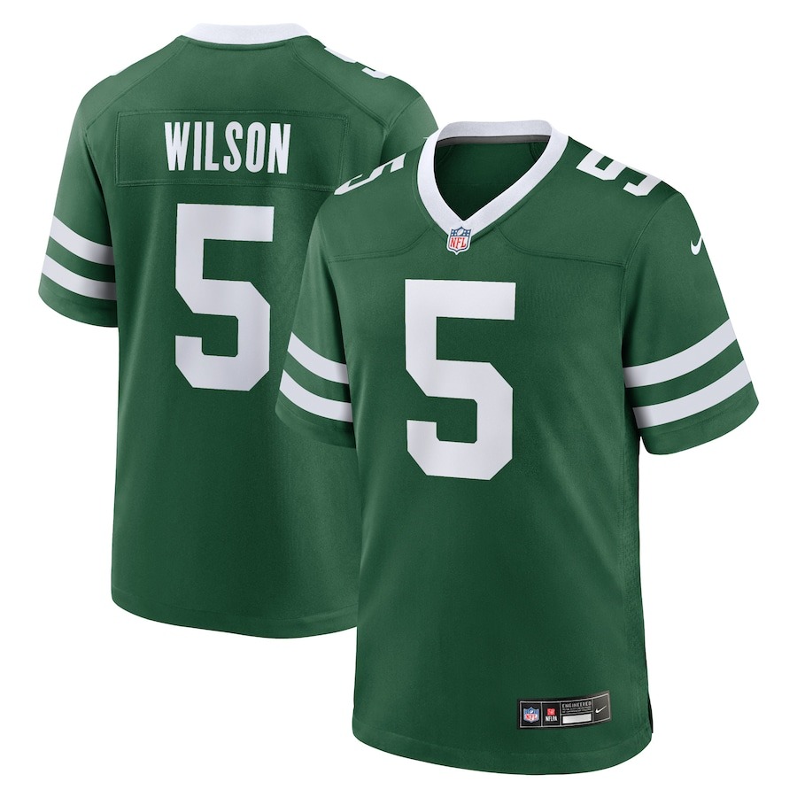 Men's New York Jets Garrett Wilson Nike Legacy Green Game Jersey - Jersey