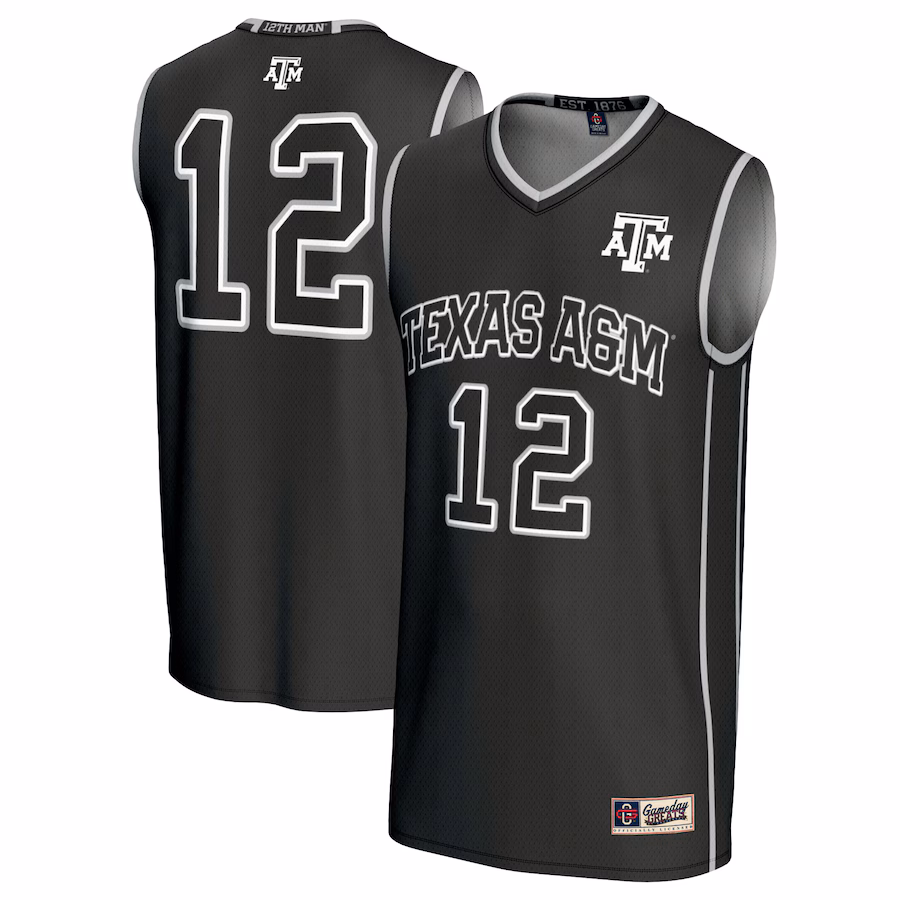 Unisex GameDay Greats #12 Black Texas A&M Aggies Basketball Lightweight Fashion Jersey - Jersey