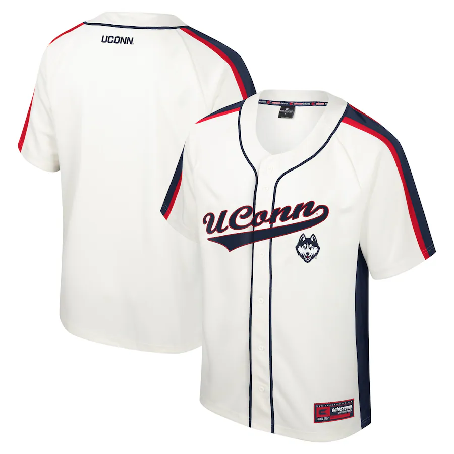 Men's Colosseum Cream UConn Huskies Ruth Button-Up Baseball Jersey - Jersey