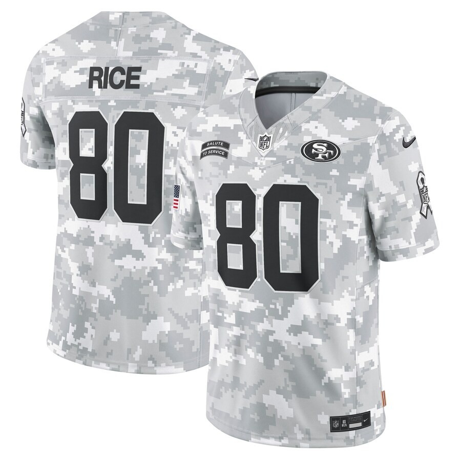 Men's San Francisco 49ers Jerry Rice Nike Arctic Camo 2024 Salute to Service Retired Player Limited Jersey - Jersey