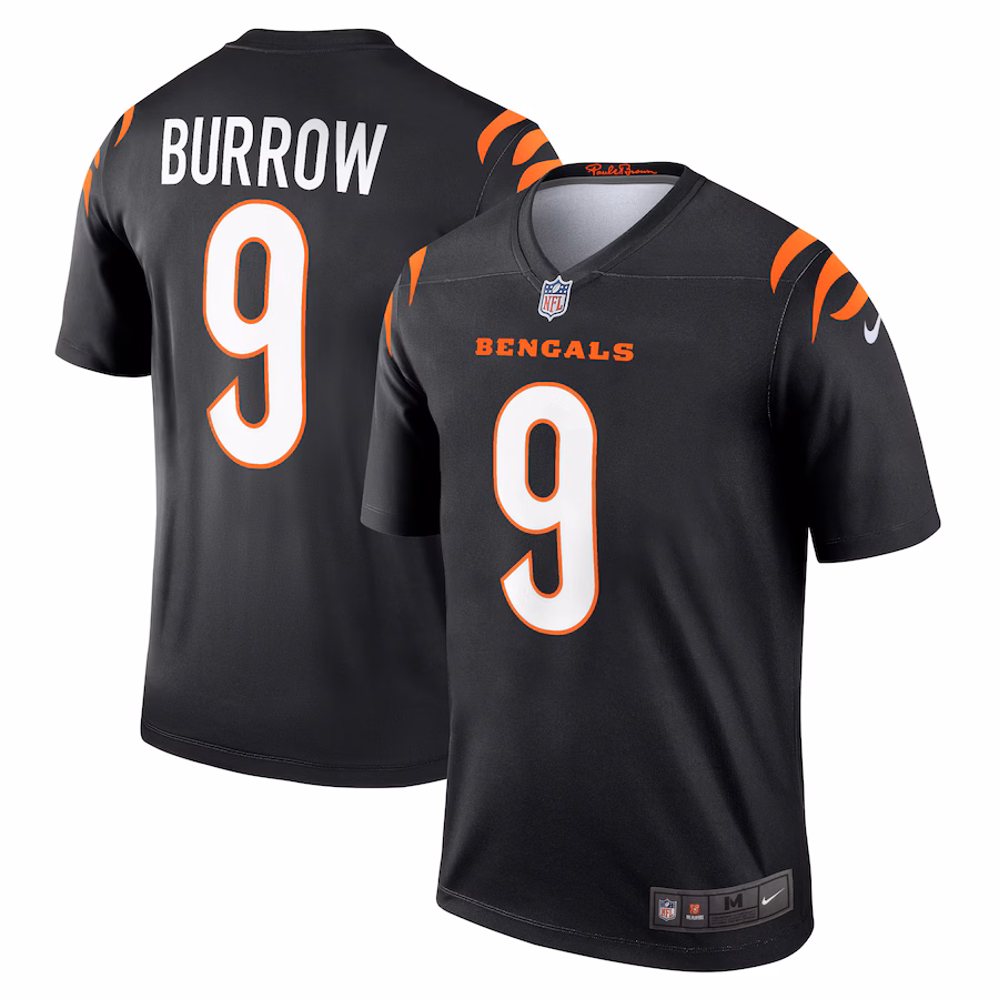 Men's Cincinnati Bengals Joe Burrow Nike Black Team Legend Player Performance Top - Jersey