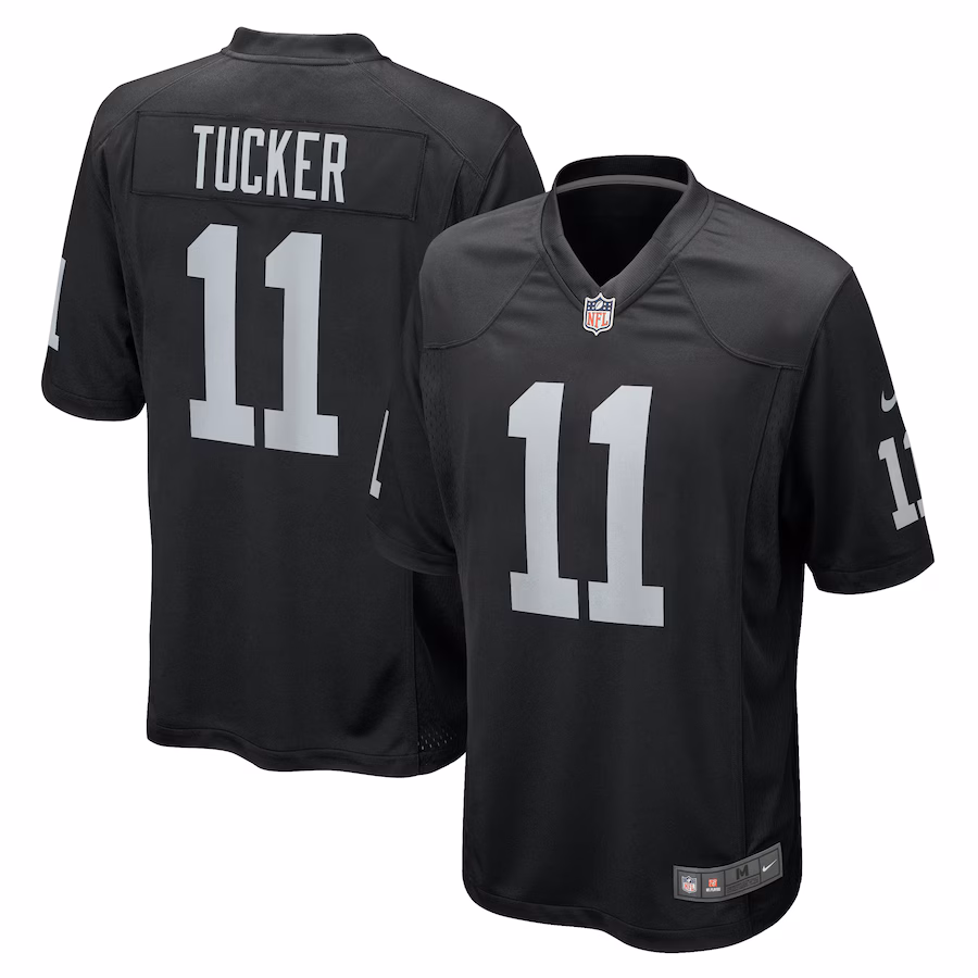 Men's Las Vegas Raiders Tre Tucker Nike  Black Team Game Jersey - Jersey