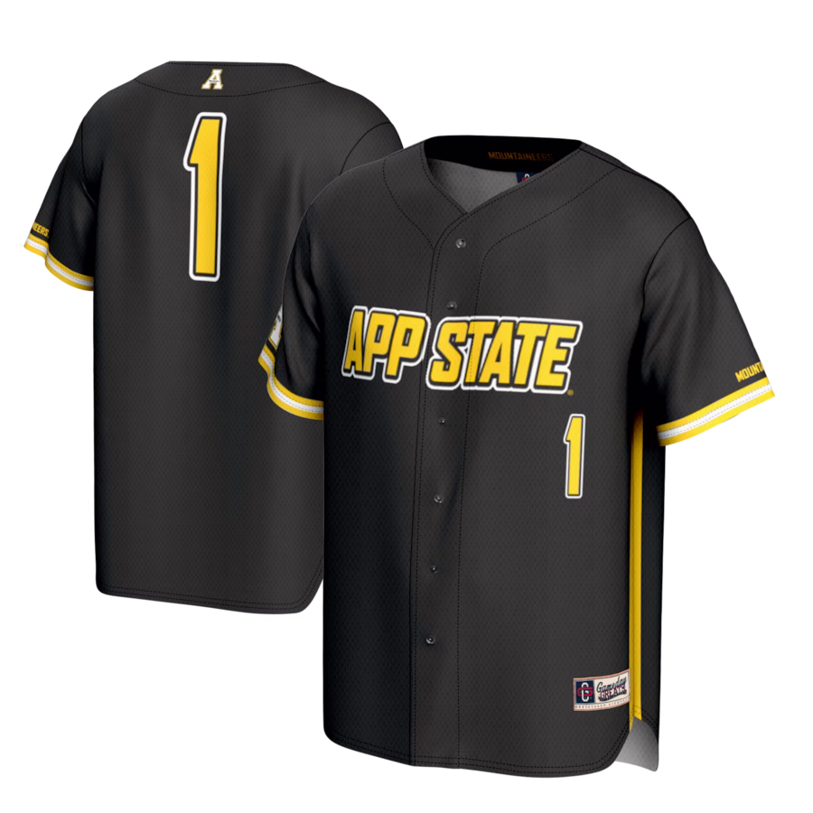 #1 Appalachian State Mountaineers GameDay Greats Lightweight Baseball Fashion Jersey - Black - Jersey