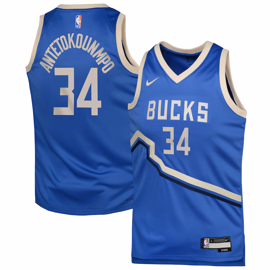 Youth Milwaukee Bucks Giannis Antetokounmpo Nike Royal 2024/25 Swingman Player Jersey - City Edition - Jersey