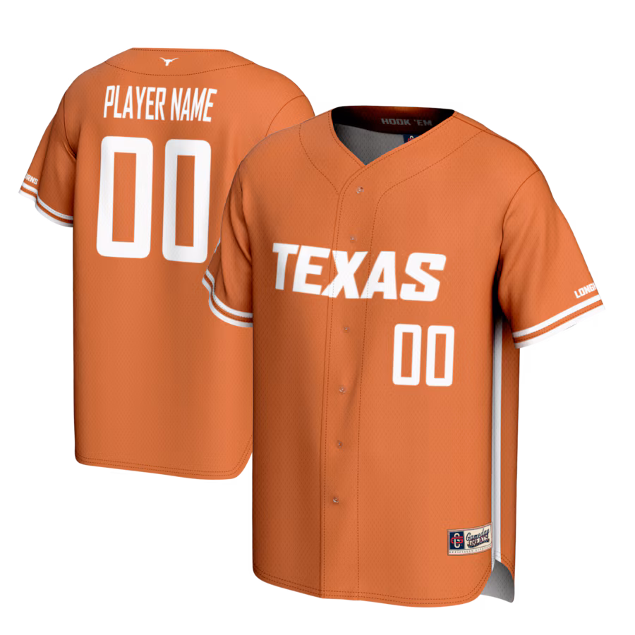 Texas Longhorns GameDay Greats Youth NIL Pick-A-Player Lightweight Baseball Jersey - Texas Orange - Jersey
