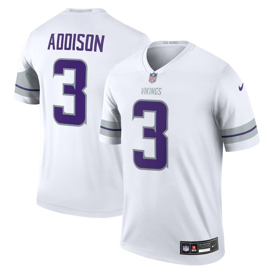 Men's Minnesota Vikings Jordan Addison Nike White Alternate Legend Player Performance Top - Jersey