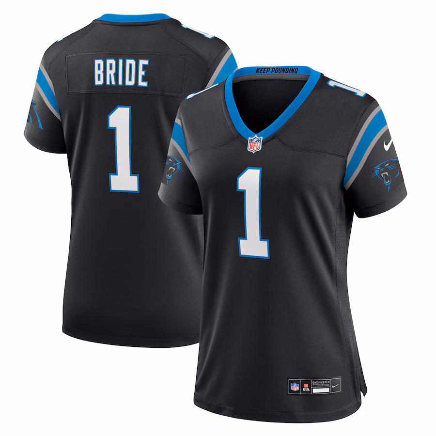 Women's Carolina Panthers Number 1 Bride Nike Black Game Jersey - Jersey