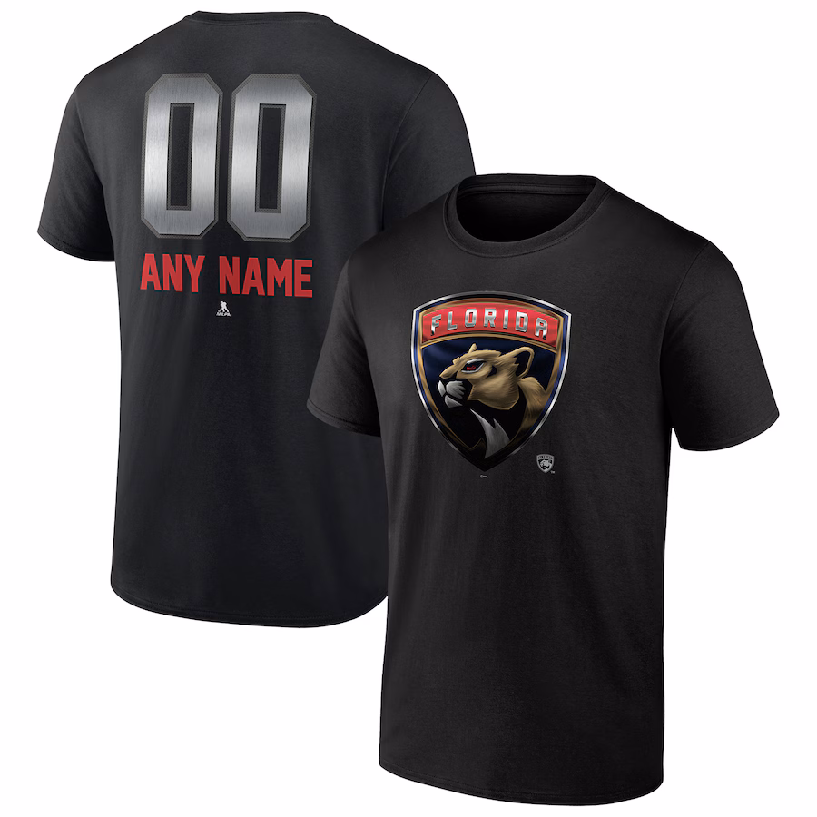 Men's Florida Panthers Black Personalized Midnight Mascot Logo T-Shirt - Jersey