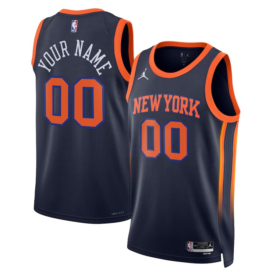 Unisex New York Knicks Jordan Brand Navy 2022/23 Swingman Custom Jersey - Statement Edition - Jersey