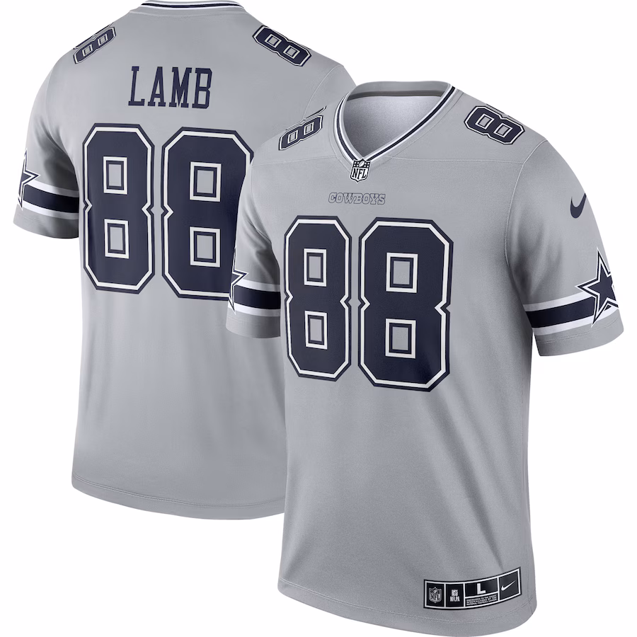 Men's Dallas Cowboys CeeDee Lamb Nike Gray Inverted Legend Player Performance Top - Jersey