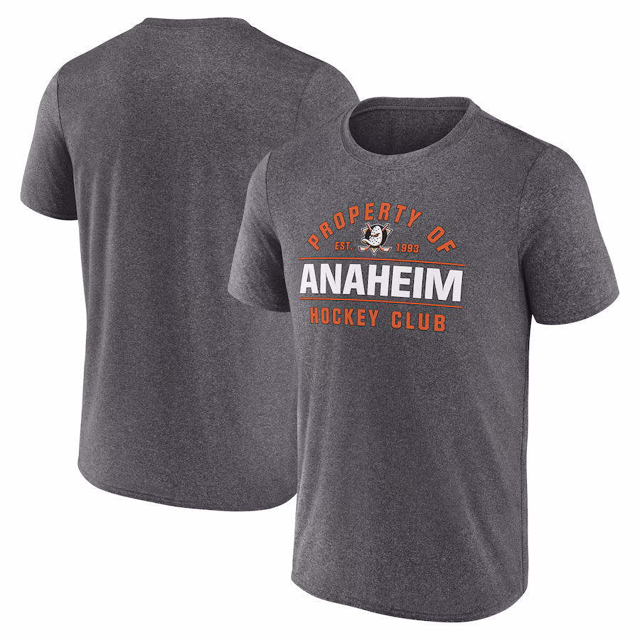Men's Anaheim Ducks Fanatics Heather Charcoal Property Of T-Shirt - Jersey