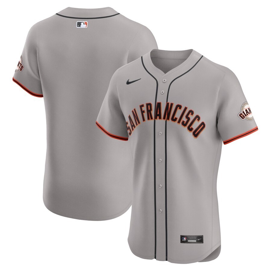 Men's San Francisco Giants  Nike Gray Road Vapor Premier Elite Patch Jersey - Jersey