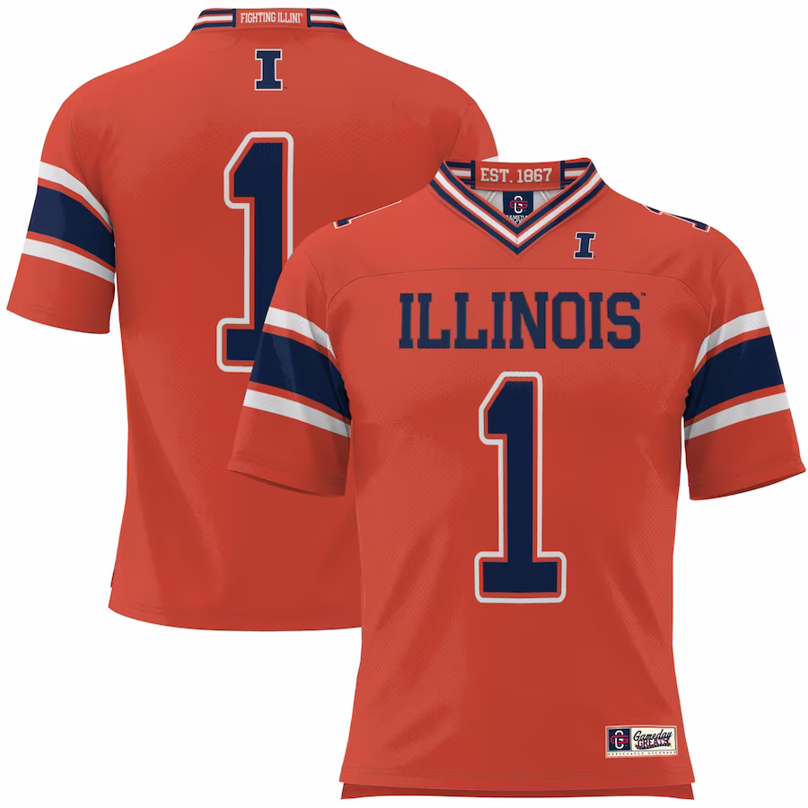 #1 Illinois Fighting Illini GameDay Greats Football Jersey - Orange - Jersey