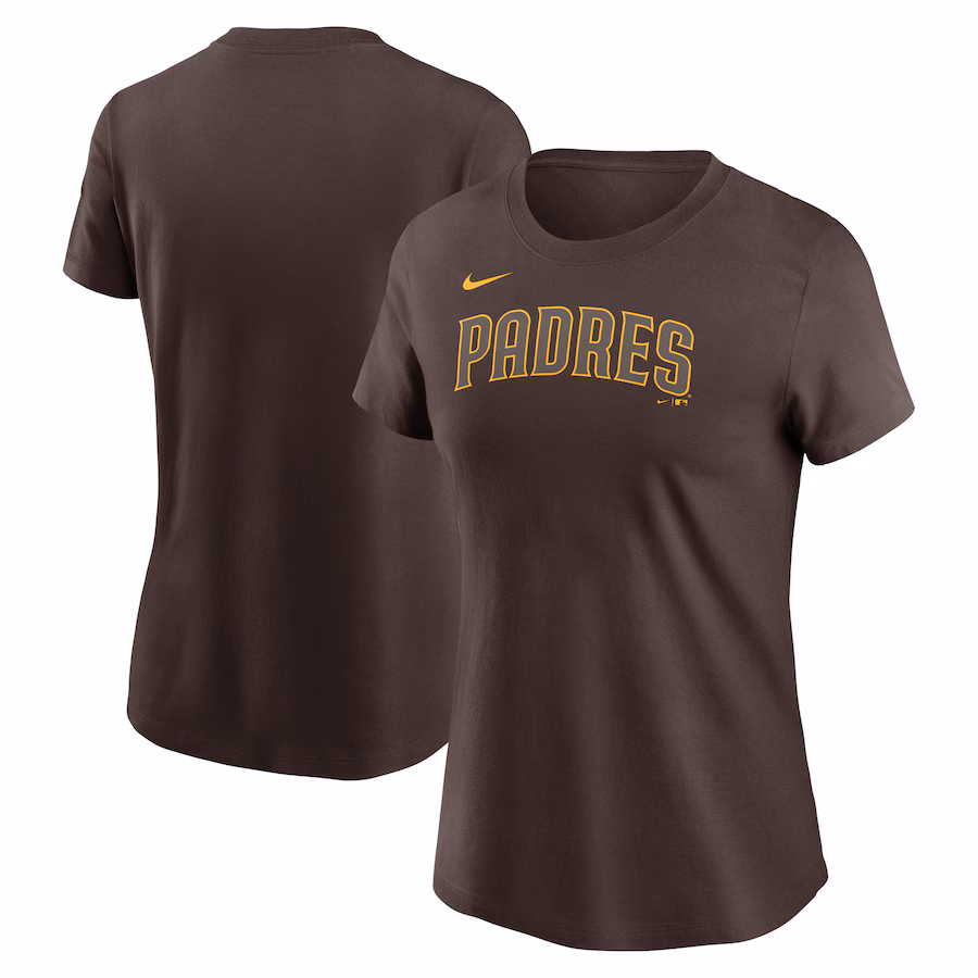 Women's San Diego Padres Nike Brown Fuse Wordmark T-Shirt - Jersey