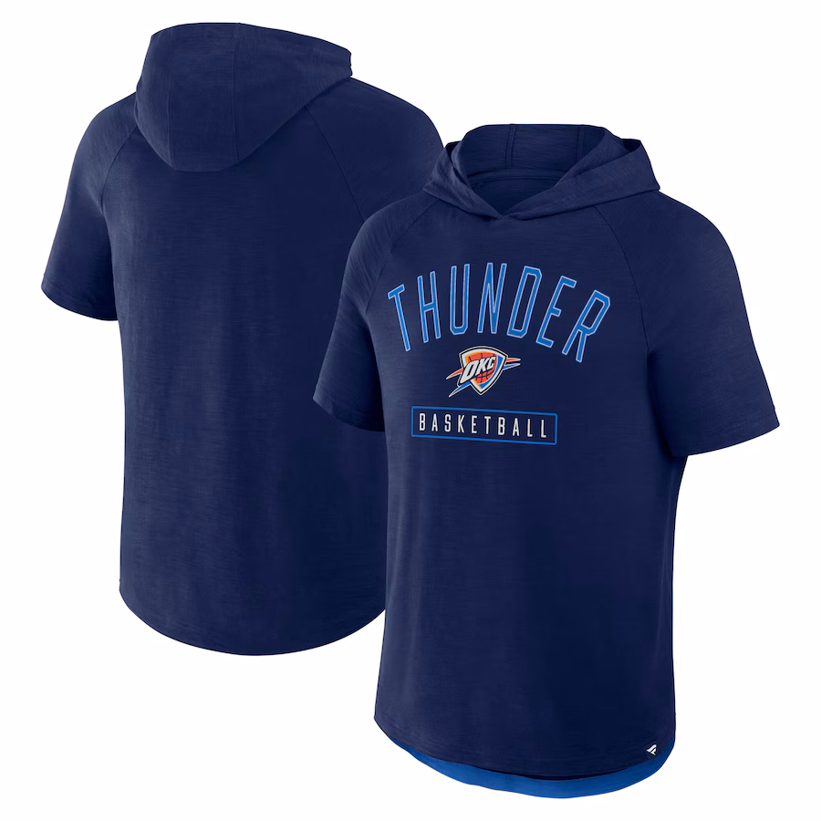 Men's Oklahoma City Thunder Fanatics Athletic Navy Pass Legend Hooded T-Shirt - Jersey