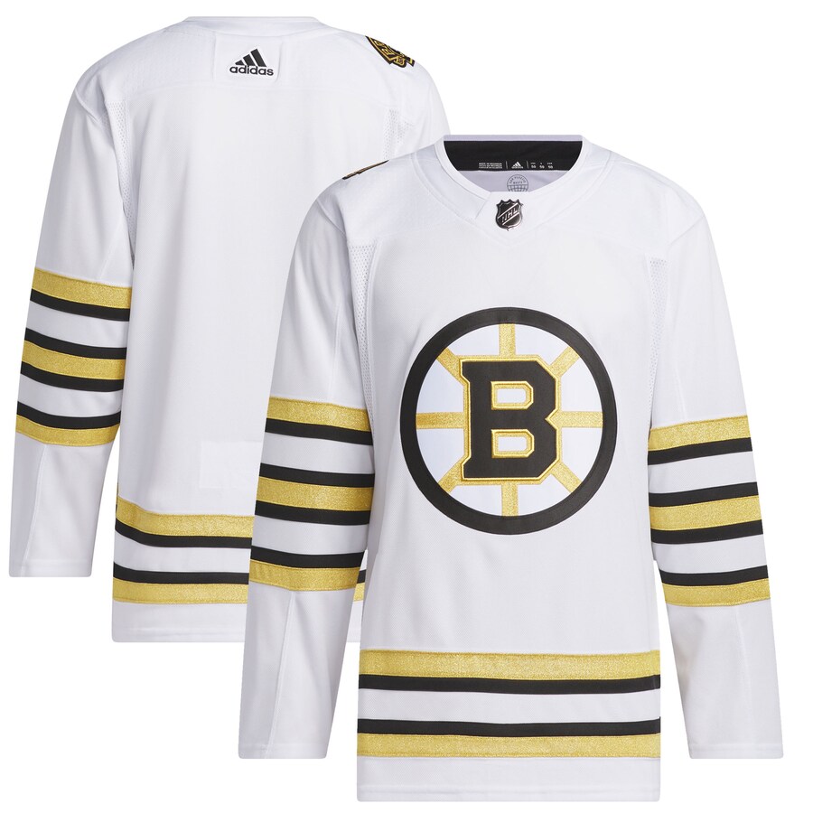 Men's Boston Bruins adidas White 100th Anniversary Primegreen Authentic Jersey - Jersey