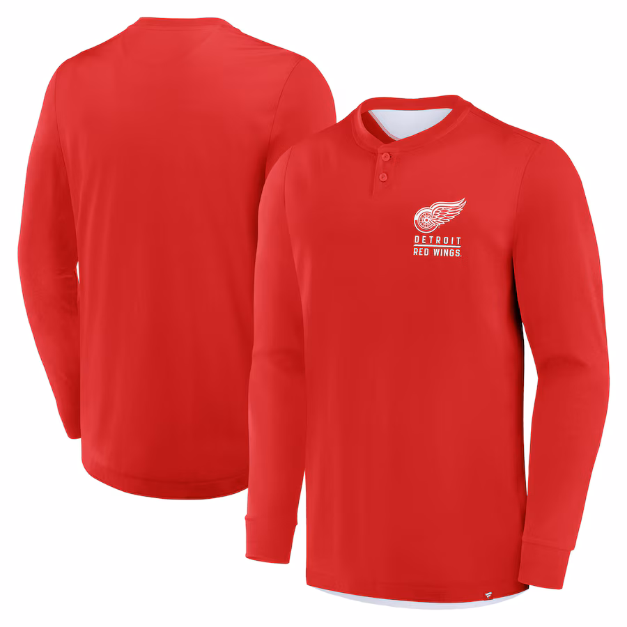 Men's Detroit Red Wings Fanatics Red Adrenaline Push Long Sleeve T-Shirt - Jersey