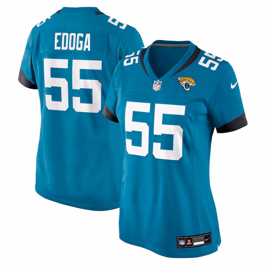 Women's Jacksonville Jaguars Chuma Edoga Nike Teal Team Game Jersey - Jersey