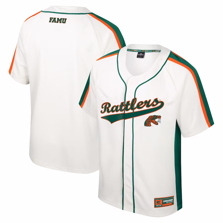 Florida A&M Rattlers Colosseum Ruth Button-Up Baseball Jersey - Cream - Jersey
