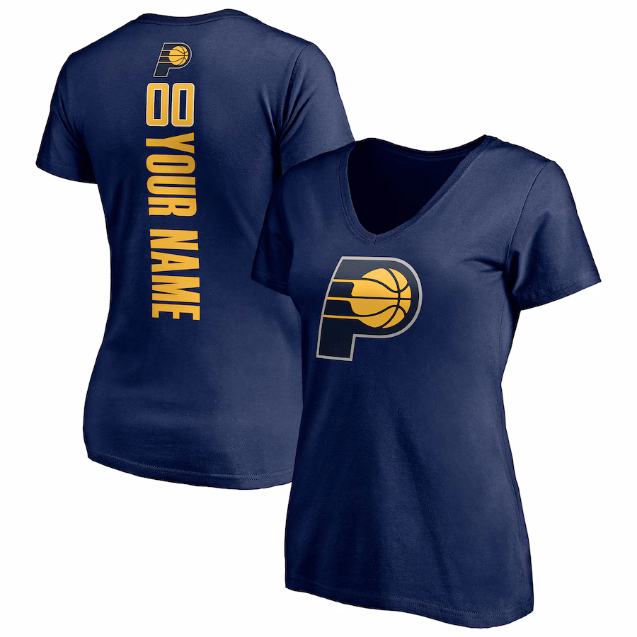 Women's Indiana Pacers Navy Playmaker Personalized Name & Number V-Neck T-Shirt - Jersey