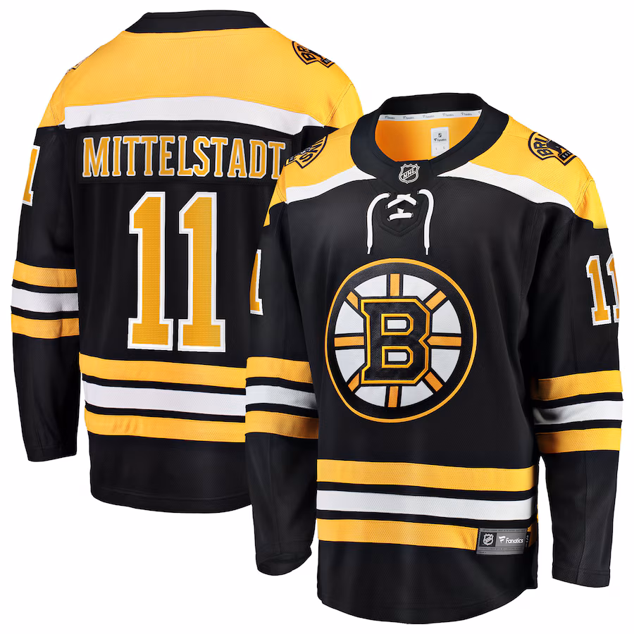 Men's Boston Bruins Casey Mittelstadt Fanatics Black Home Breakaway Jersey - Jersey