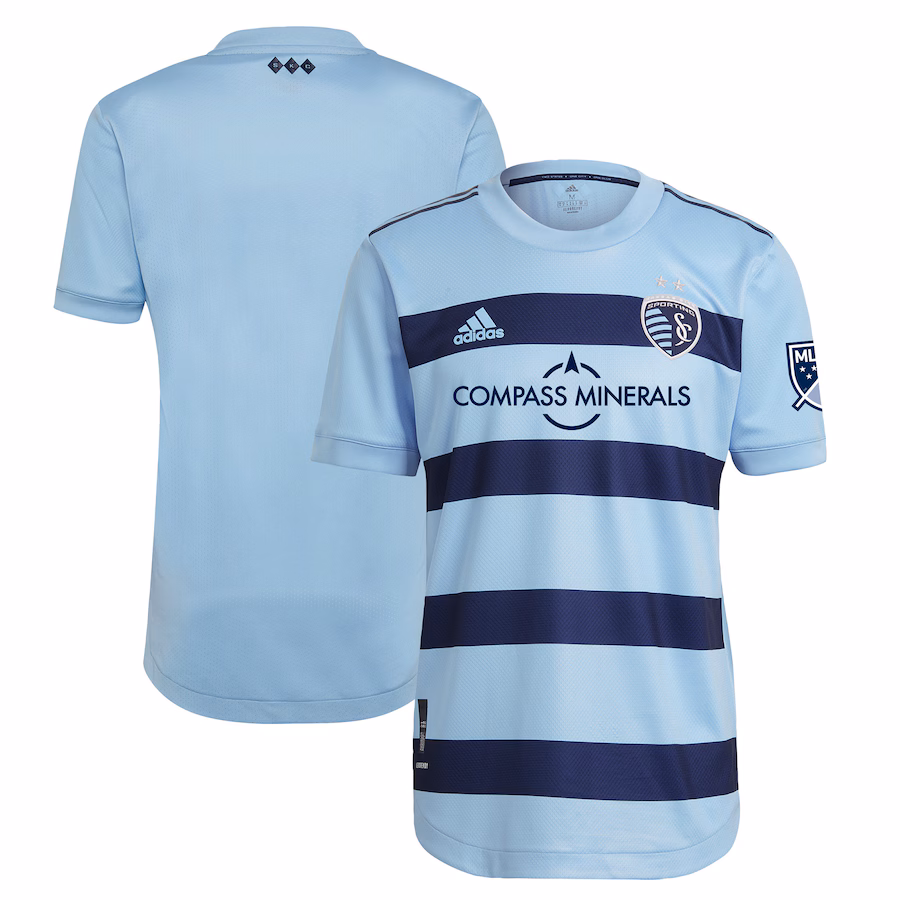Men's Sporting Kansas City adidas Light Blue 2021 Primary Authentic Blank Jersey - Jersey