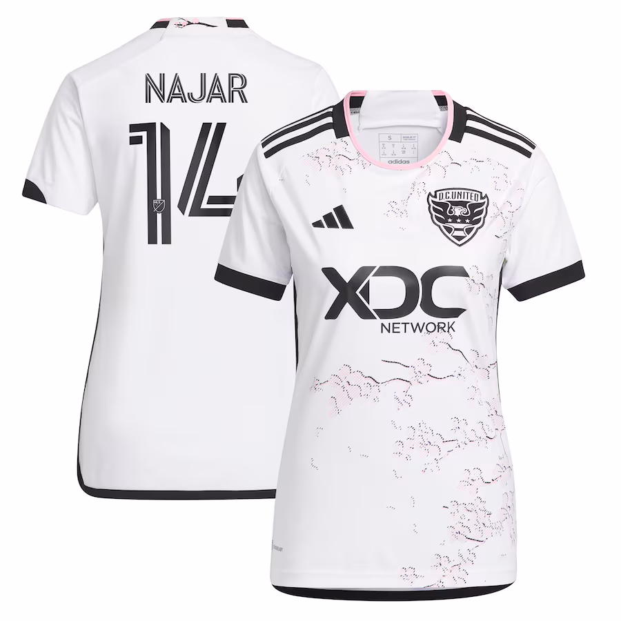 Women's D.C. United Andy Najar adidas White 2023 The Cherry Blossom Kit Replica Player Jersey - Jersey