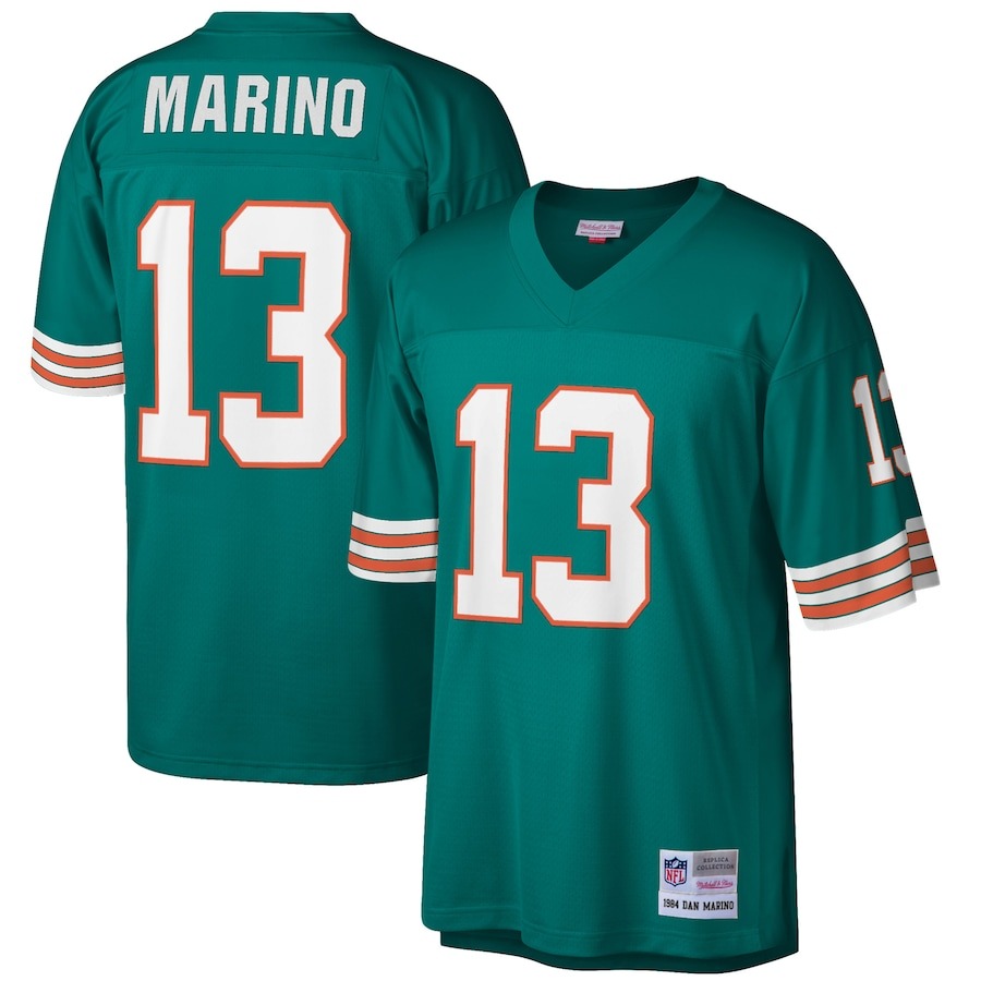 Men's Miami Dolphins Dan Marino Mitchell & Ness Aqua Big & Tall 1984 Retired Player Replica Jersey - Jersey