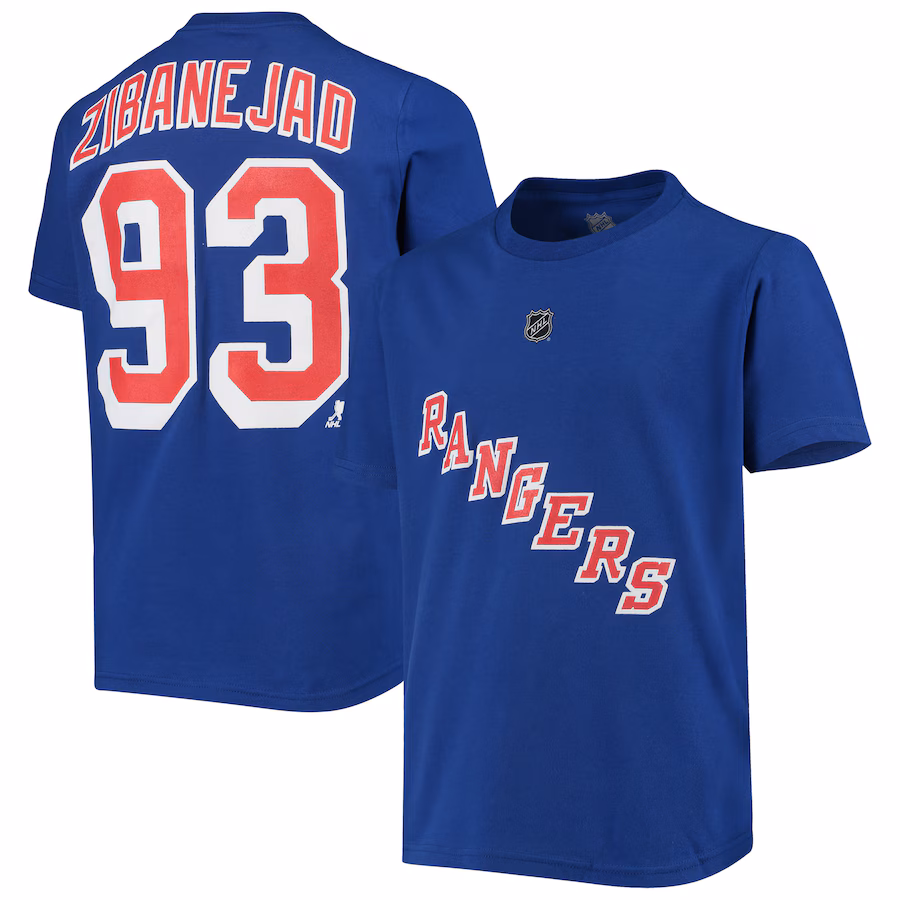 Youth New York Rangers Mika Zibanejad Blue Player Name & Number T-Shirt - Jersey