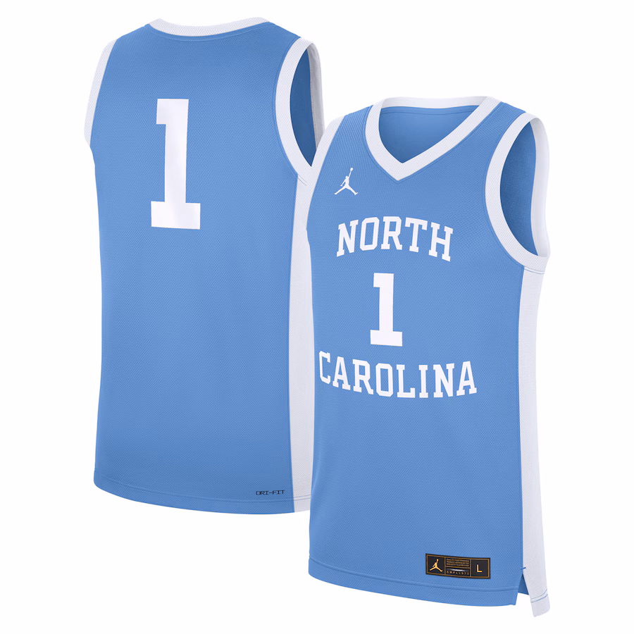 Men's Jordan Brand #1 Carolina Blue North Carolina Tar Heels Alternate Replica Jersey - Jersey
